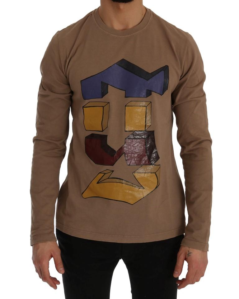 Beige Motive Brand Long Sleeve T-Shirt