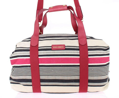 Multicolor striped boston bag