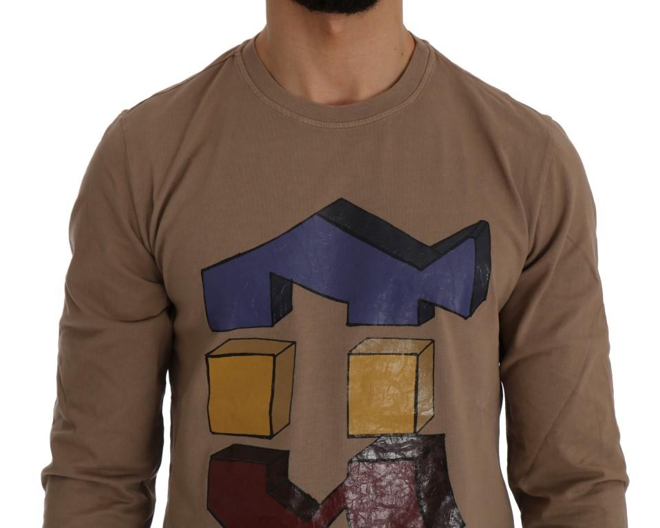 Beige Motive Brand Long Sleeve T-Shirt