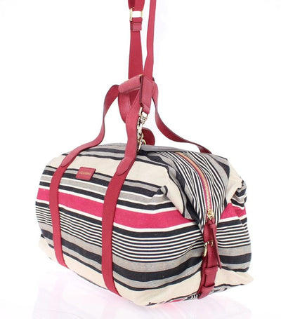 Multicolor striped boston bag