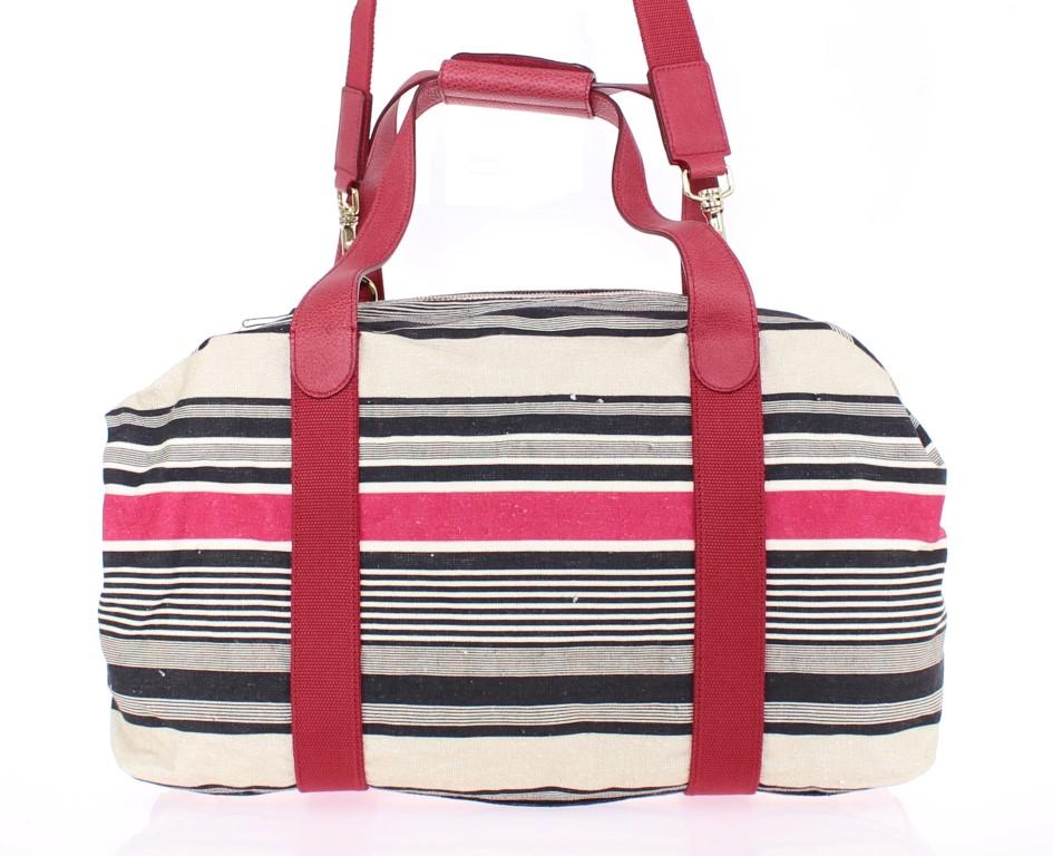 Multicolor striped boston bag