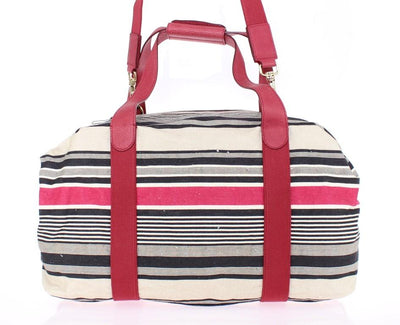 Multicolor striped boston bag