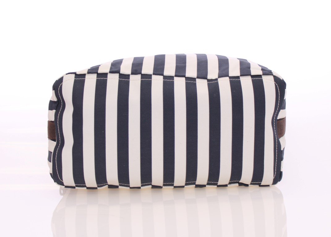 Blue striped canvas messenger bag