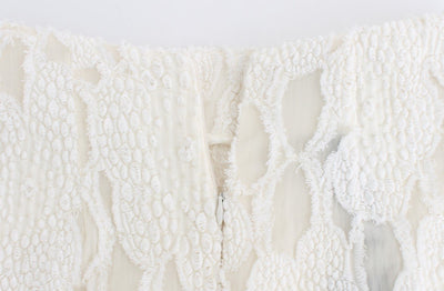White Silk Straight Knee-length Pencil Skirt
