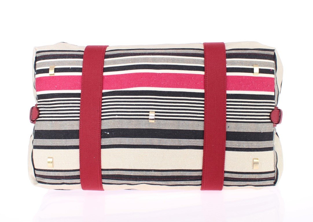 Multicolor striped boston bag