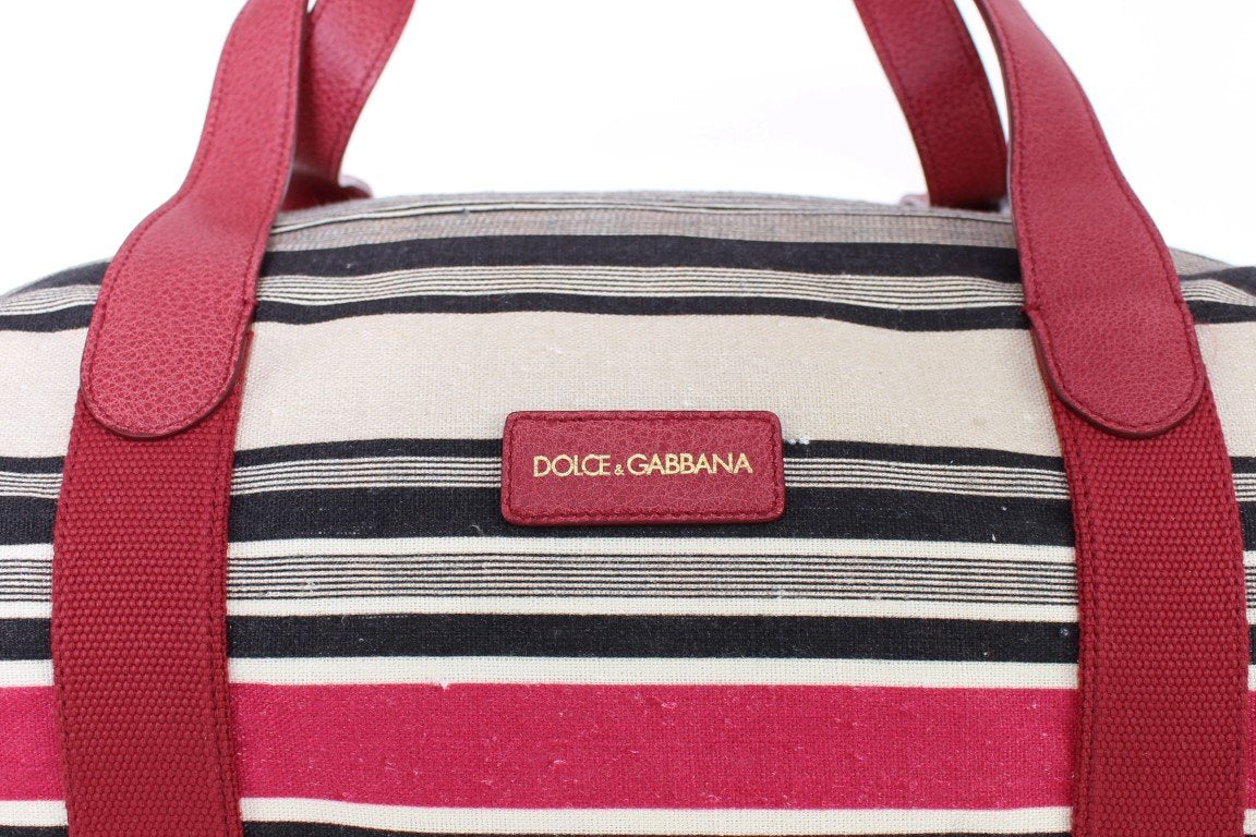 Multicolor striped boston bag