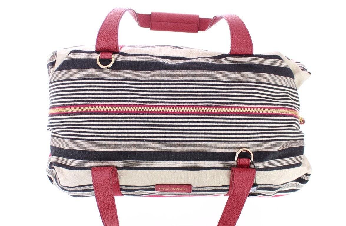 Multicolor striped boston bag