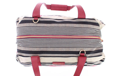 Multicolor striped boston bag