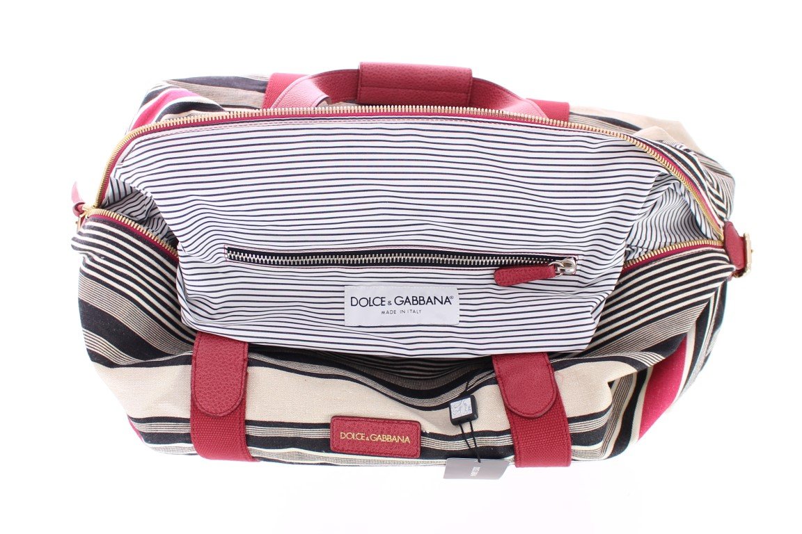 Multicolor striped boston bag