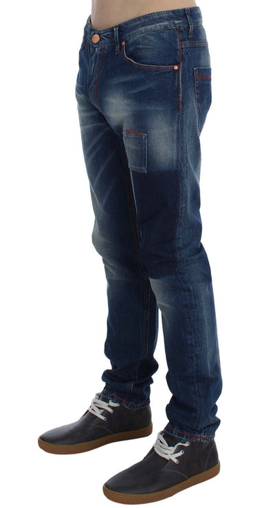 Blue Wash Cotton Denim Slim Fit Jeans