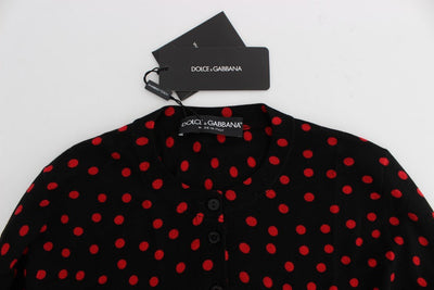 Black Red Polka Wool Cardigan Sweater