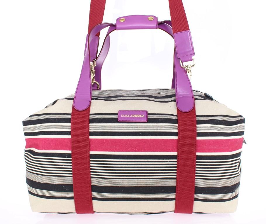 Multicolor striped boston bag