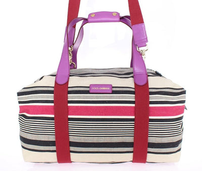 Multicolor striped boston bag