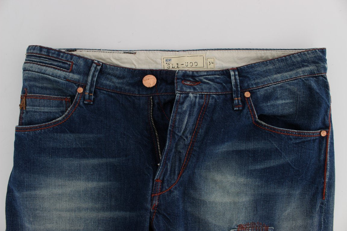 Blue Wash Cotton Denim Slim Fit Jeans