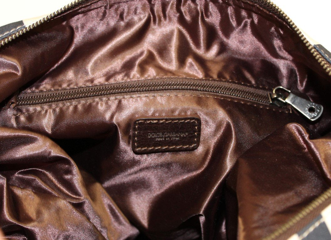 Blue striped canvas messenger bag