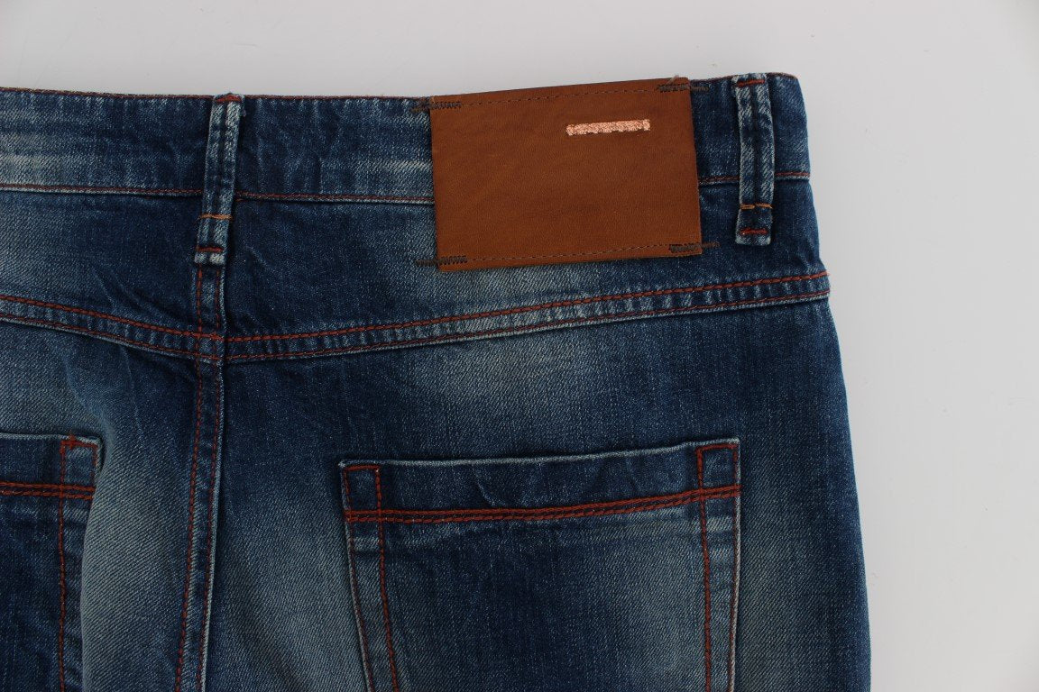 Blue Wash Cotton Denim Slim Fit Jeans