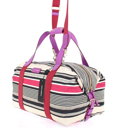 Multicolor striped boston bag