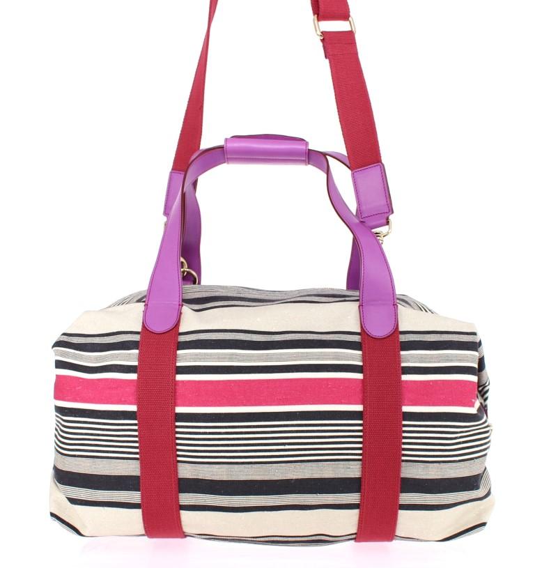 Multicolor striped boston bag