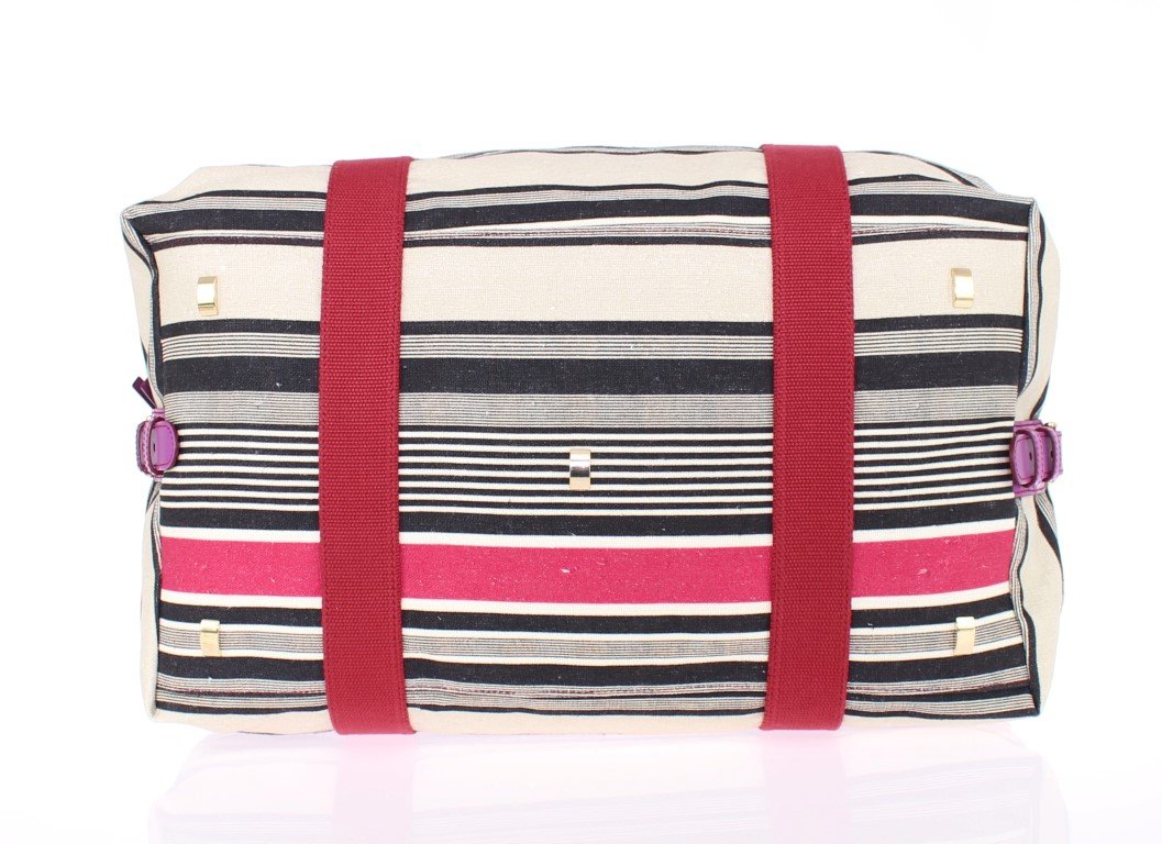 Multicolor striped boston bag