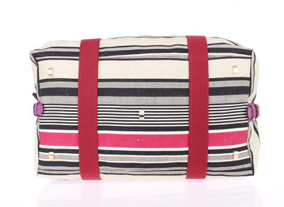 Multicolor striped boston bag