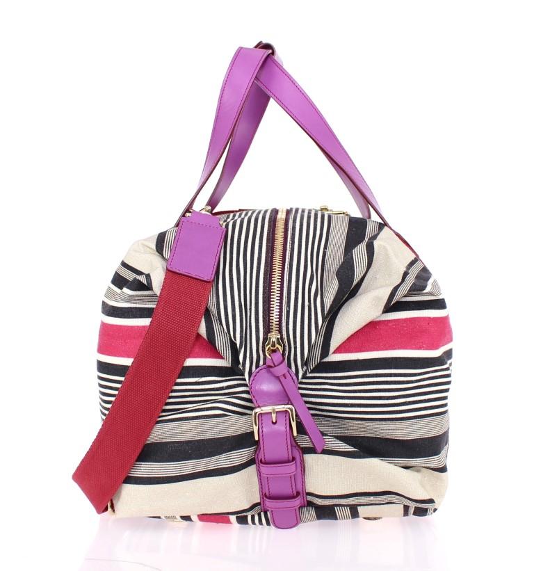 Multicolor striped boston bag