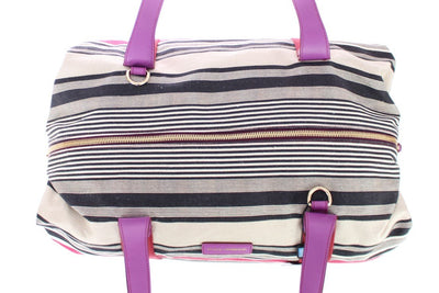 Multicolor striped boston bag