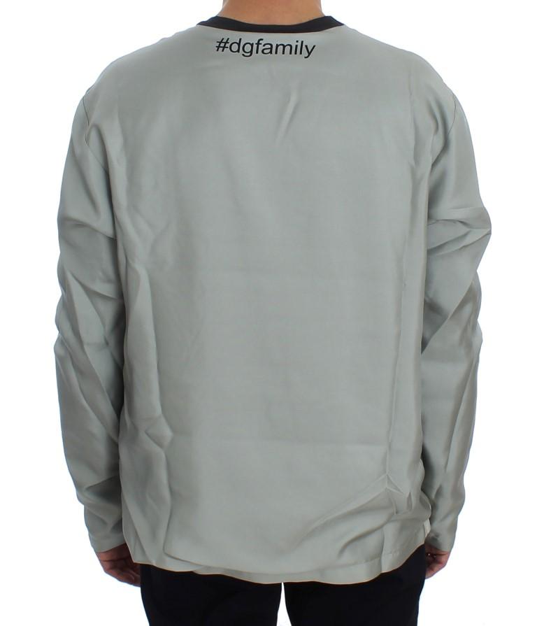 DG FAMILY Print Gray Crewneck Silk Sweater