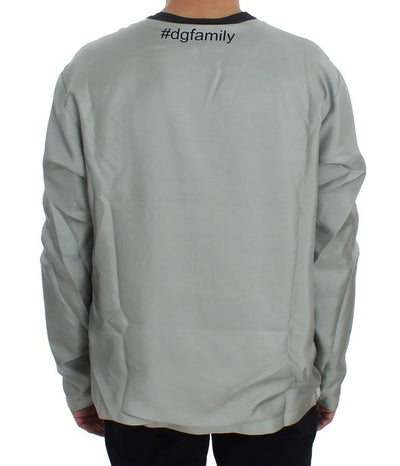 DG FAMILY Print Gray Crewneck Silk Sweater