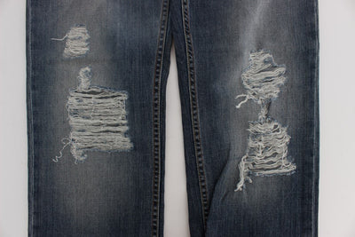Blue Wash Torn Cotton Stretch Regular Fit Jeans