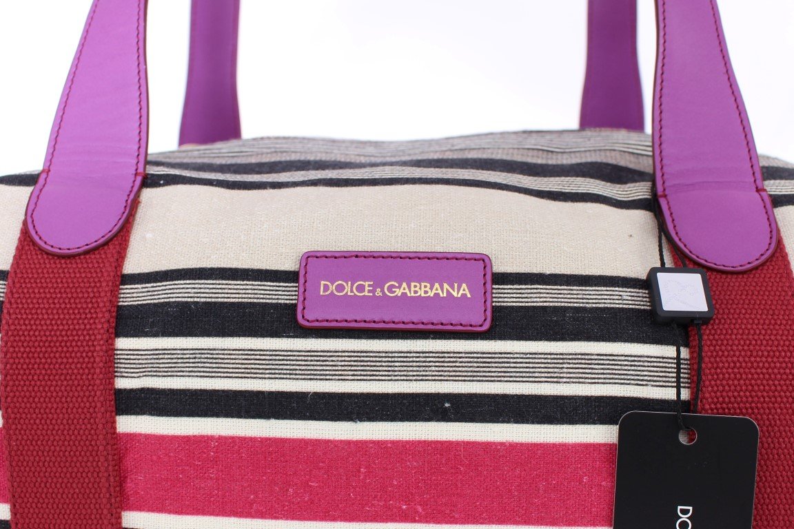 Multicolor striped boston bag