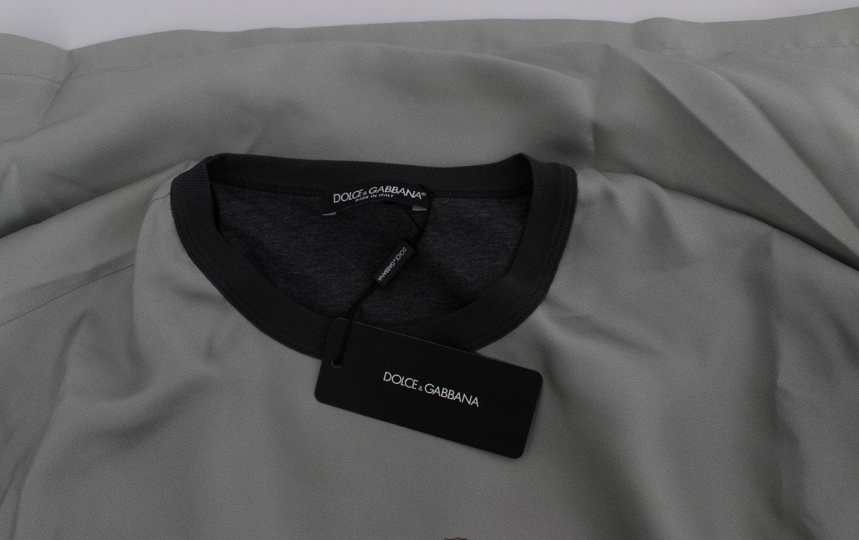DG FAMILY Print Gray Crewneck Silk Sweater