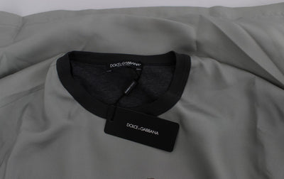 DG FAMILY Print Gray Crewneck Silk Sweater