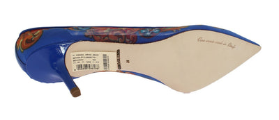 Blue Carretto Print Leather Pumps