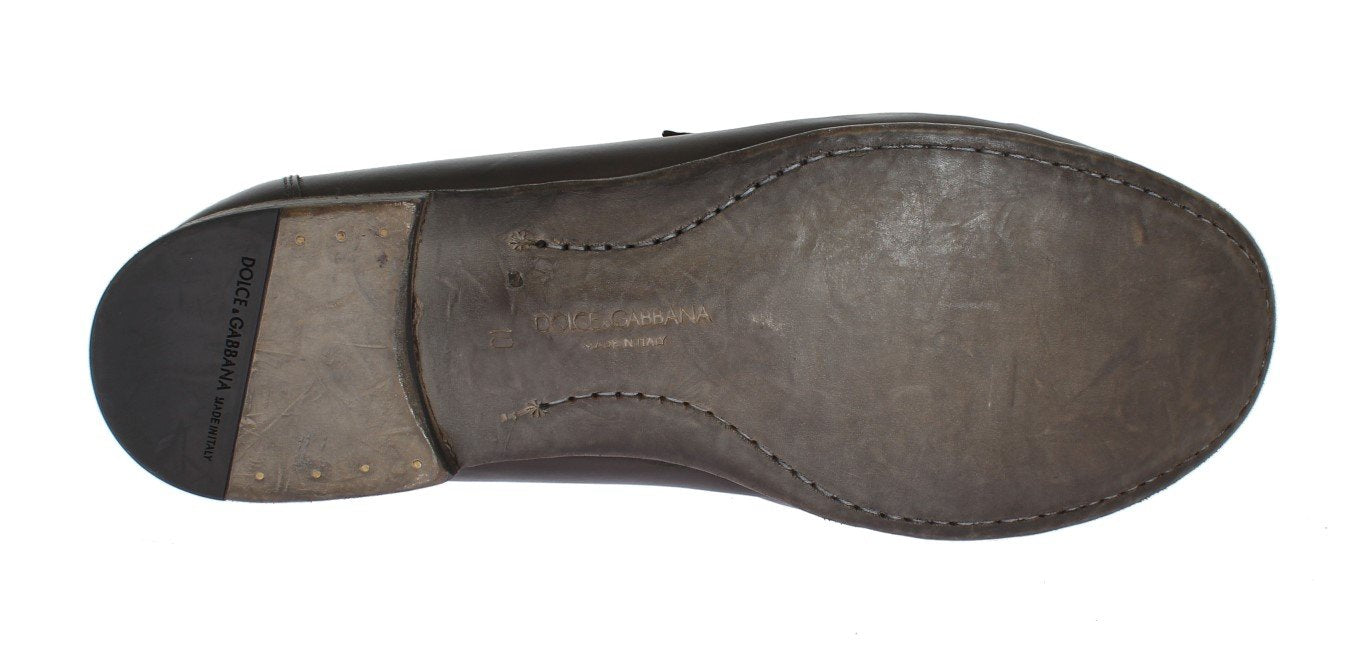 Gray Leather Loafers Shoes