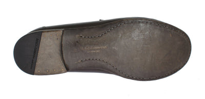 Gray Leather Loafers Shoes