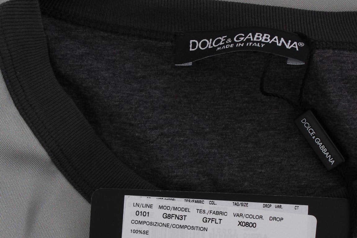 DG FAMILY Print Gray Crewneck Silk Sweater