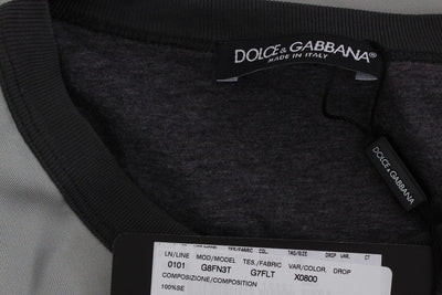 DG FAMILY Print Gray Crewneck Silk Sweater
