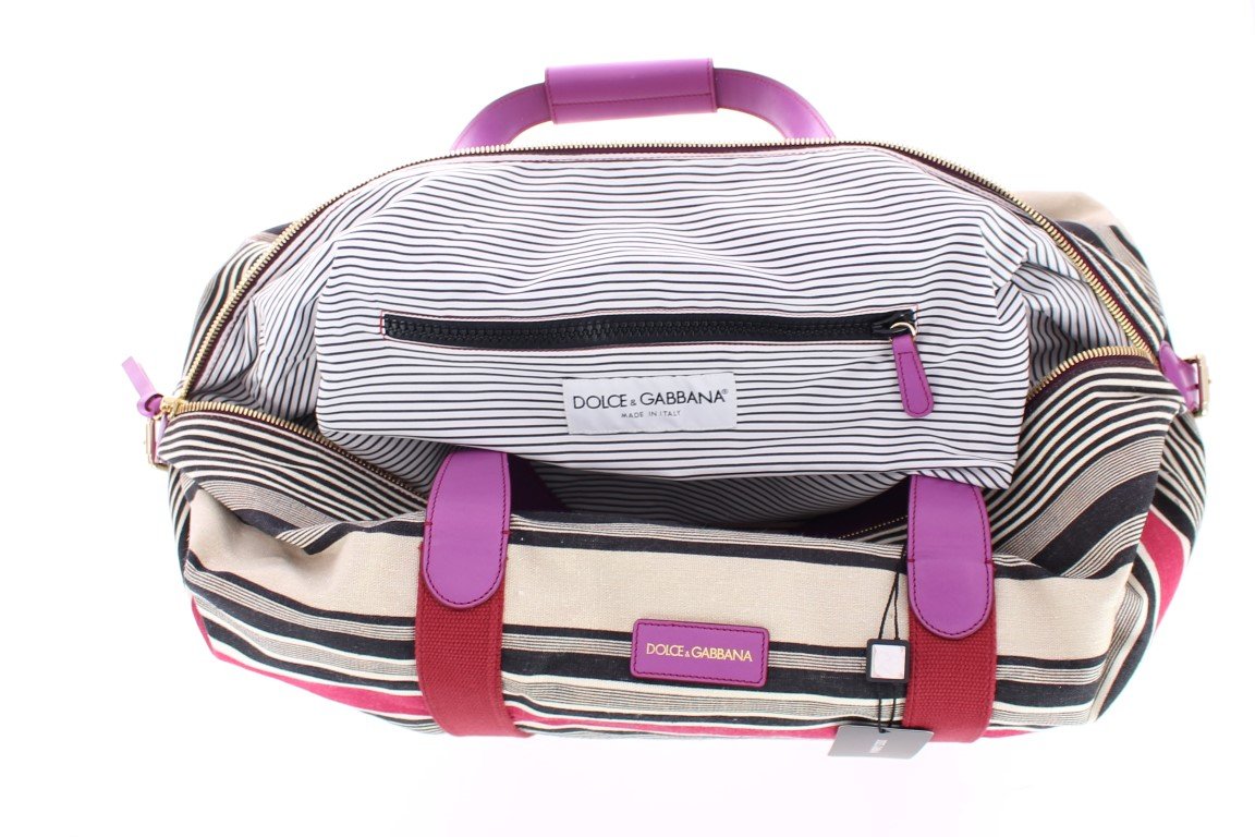 Multicolor striped boston bag