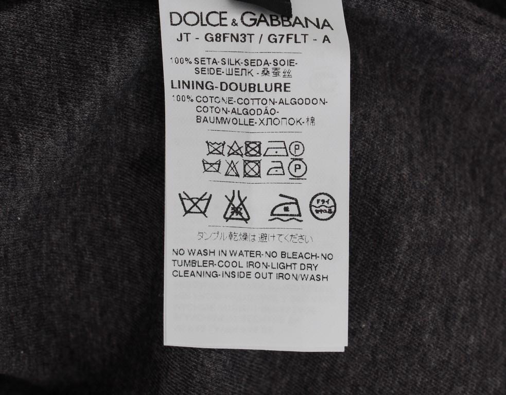 DG FAMILY Print Gray Crewneck Silk Sweater