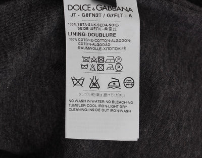 DG FAMILY Print Gray Crewneck Silk Sweater