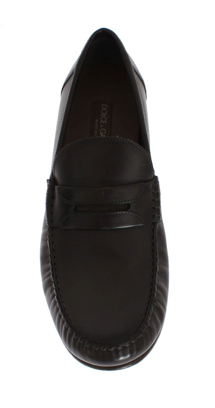 Gray Leather Loafers Shoes