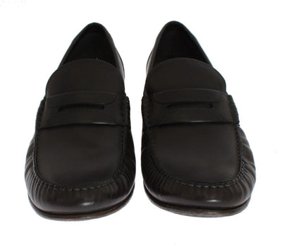 Gray Leather Loafers Shoes