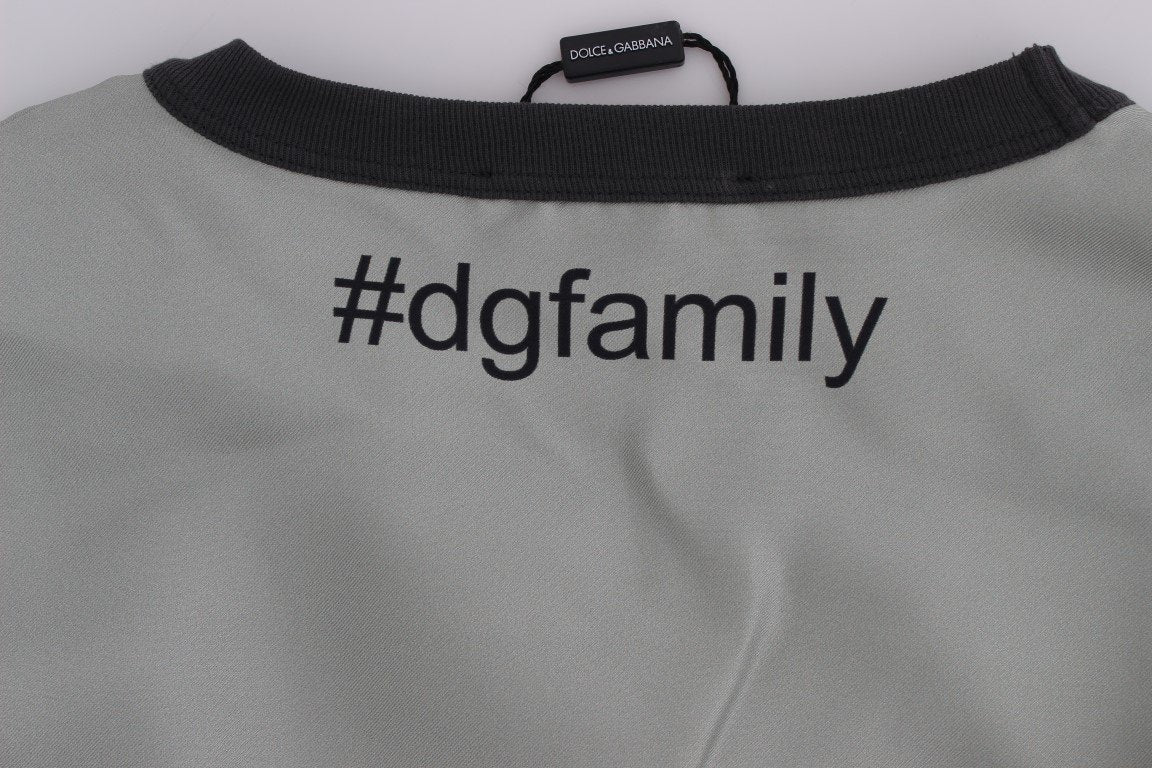 DG FAMILY Print Gray Crewneck Silk Sweater