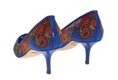 Blue Carretto Print Leather Pumps