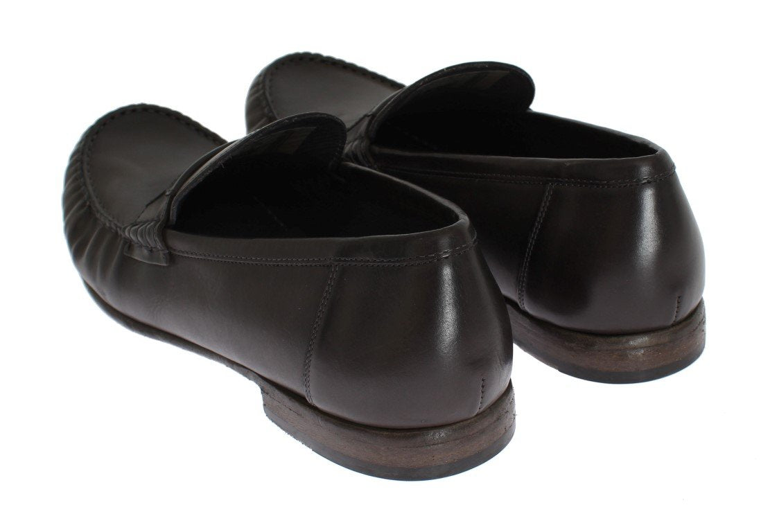 Gray Leather Loafers Shoes