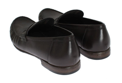 Gray Leather Loafers Shoes