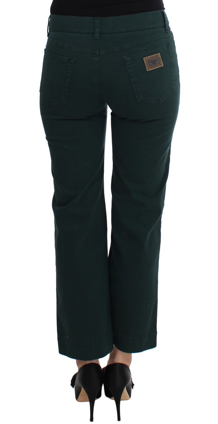 Green Cotton Stretch Straight Fit Jeans