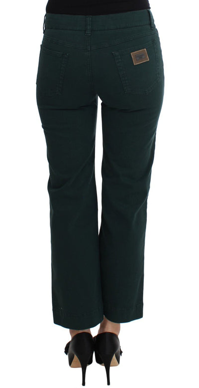 Green Cotton Stretch Straight Fit Jeans