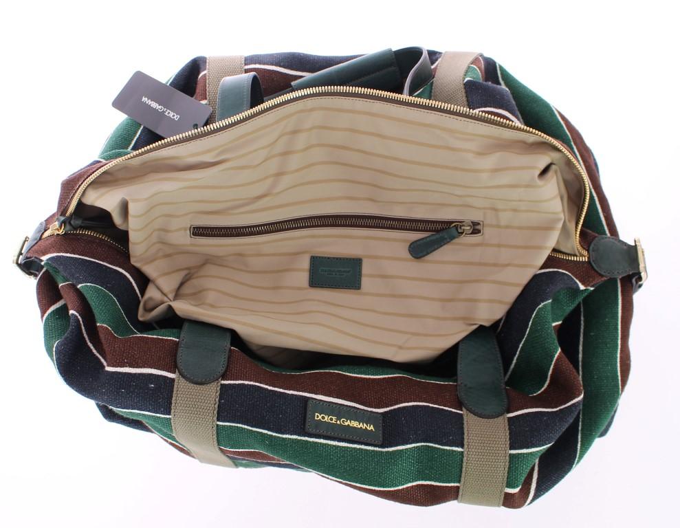 Multicolor striped boston bag