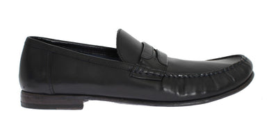 Blue Leather Loafers Shoes